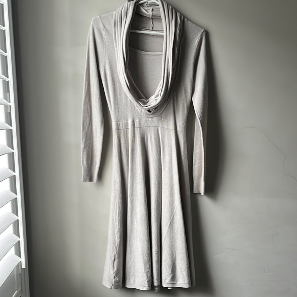 Casual Gray A-Line Cowl Neck Dress